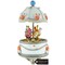 Matashi Carousel Faberge Egg Music Box Plays Swan Lake With Flowers And Silver Accentelegant Table Top Ornament W/